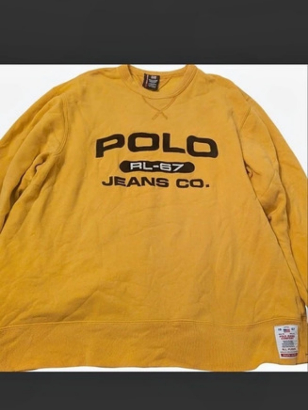 Vintage Polo Ralph Lauren RL-67 Graphic Sweatshirt in Yellow Size Medium